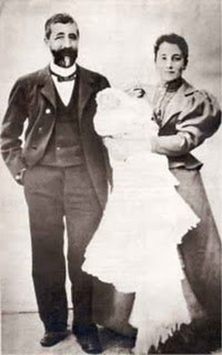 Franco being held by his parents, on the day of his baptism on 17 December 1892