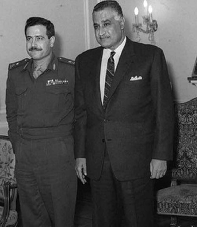 Chief of Staff Tlass meeting Egyptian President Gamal Abdel Nasser in Cairo, 1969