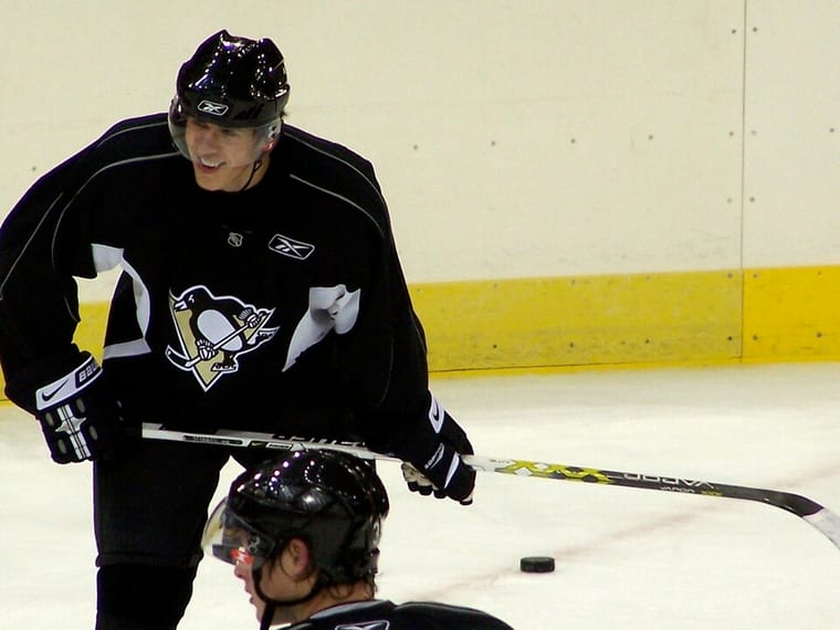 Malkin smiling during a practice with the Penguins in September 2006.