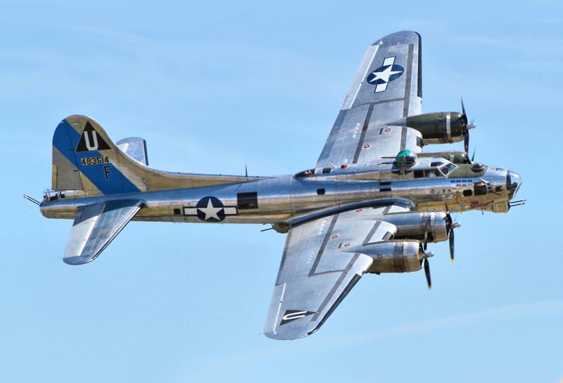 A privately owned Boeing B-17 Flying Fortress conducting a living history exhibi
