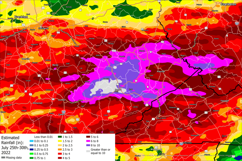 Catastrophic floods devastate Eastern Kentucky, resulting in 45 fatalities and c