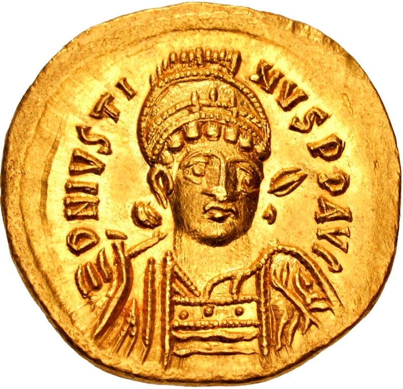Portrait of Byzantine Emperor Justin I in imperial attire