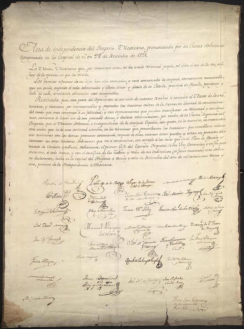 The Declaration of Independence of the Mexican Empire is publicly proclaimed.