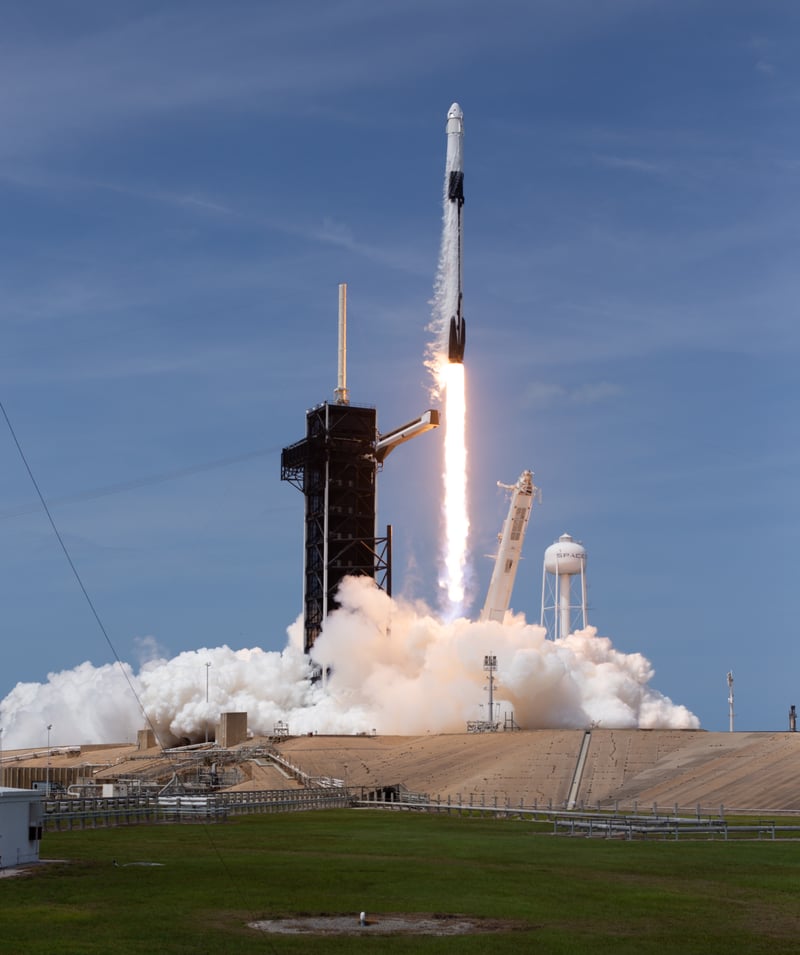 The Crew Dragon Demo-2 launches from the Kennedy Space Center, becoming the firs