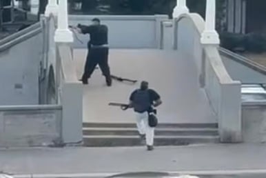 At least 16 people are killed, including one gunman, and 43 injured in a mass sh