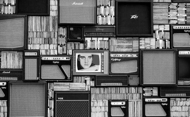 Elvis Presley's face on TV