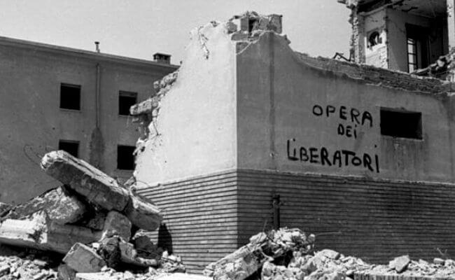 Bomb damaged buildings in Rome San Lorenzo 1943