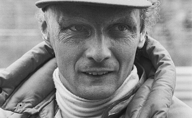 Niki Lauda celebrating his 1984 Formula One World Championship