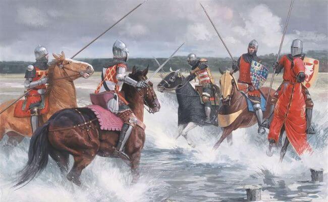 Illustration of the Battle of Araviana during the War of the Two Peters